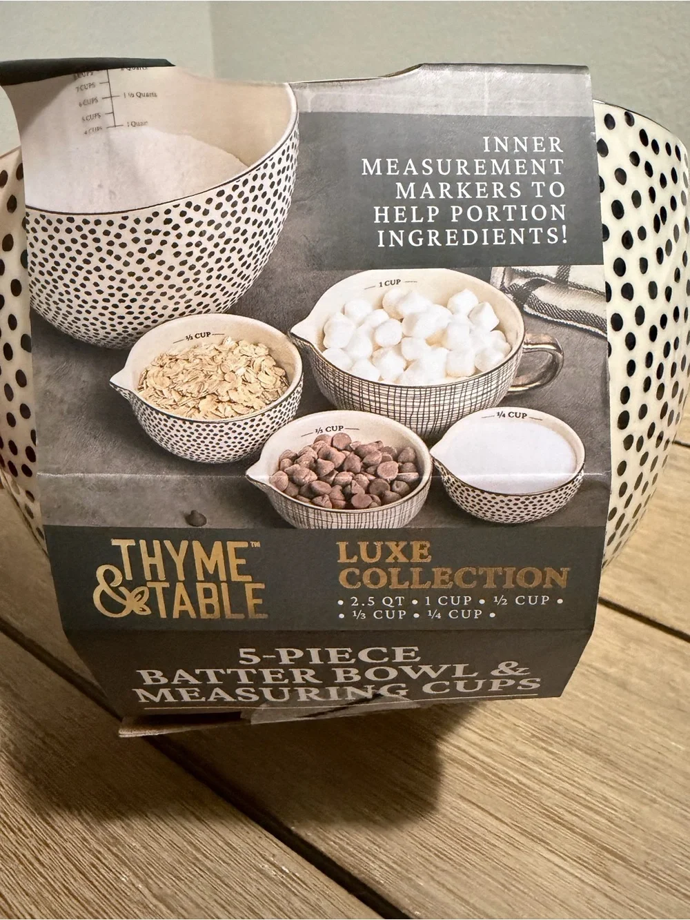 Thyme & Table Luxe Collection 5-Piece Cream Batter Bowl & Measuring Cups